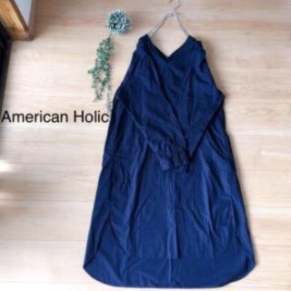 American Holic✴︎Vネックコットンワンピース (ロングワンピース/マキシワンピース)