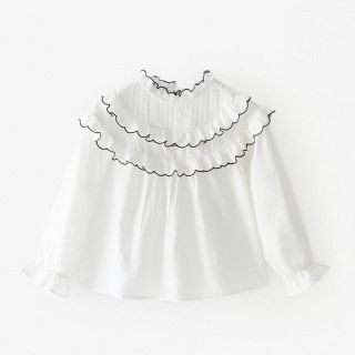 ザラ(ZARA)のZARA キッズ　コントラスト　トップステッチ　ブラウス(ブラウス)