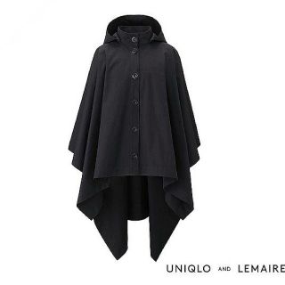 クリストフルメール(CHRISTOPHE LEMAIRE)のUNIQLO×ルメール* コットン ケープ ポンチョ 黒 *新品 タグ付き(ポンチョ)