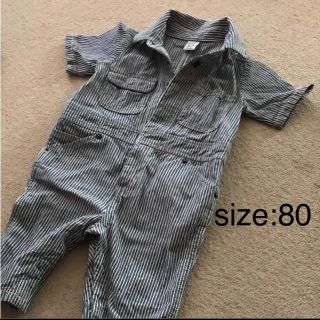 ベビーギャップ(babyGAP)のベビー80インディゴブルーヒッコリーオールインワン(カバーオール)