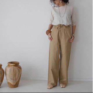 ドゥーズィエムクラス(DEUXIEME CLASSE)のargue COTTON CUPRA LINEN PANTS ベージュ(カジュアルパンツ)