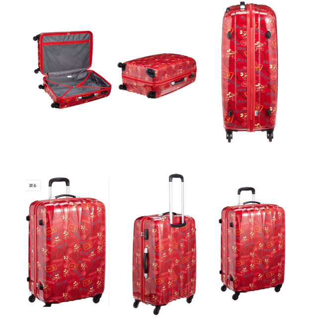 American Touristor(アメリカンツーリスター)のディズニー キャリーケース キャリーバッグ ミッキー ミニー レッド 赤 旅行 レディースのバッグ(スーツケース/キャリーバッグ)の商品写真