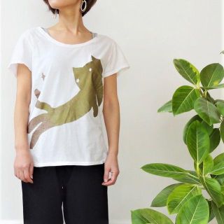 ツモリチサト(TSUMORI CHISATO)のTSUMORICHISATO▼定番♪▼ホワイト▼CATS♪Ｔシャツ▼サイズ2(Tシャツ(半袖/袖なし))