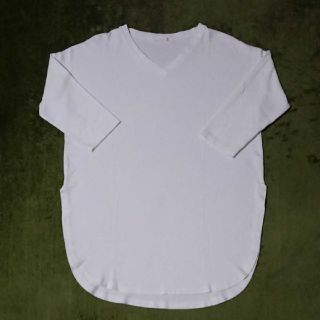 ジーユー(GU)のGU ラウンドヘム ロングTシャツ M 白(Tシャツ(長袖/七分))