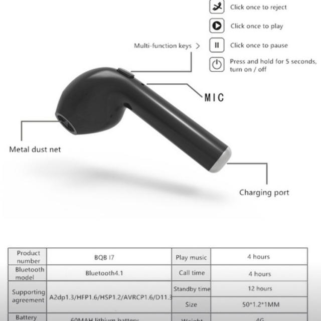 Bluetooth イヤホン　ブラック スマホ/家電/カメラのオーディオ機器(ヘッドフォン/イヤフォン)の商品写真