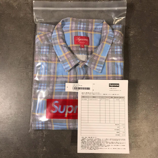 65%OFF【送料無料】 supreme - Supreme printed L-BLUE XL shirt plaid シャツ
