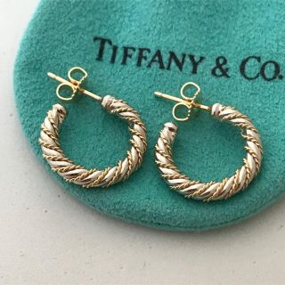 直径約15cmTiffany ラージツイスト スクリュー フープ  ピアス美品希少