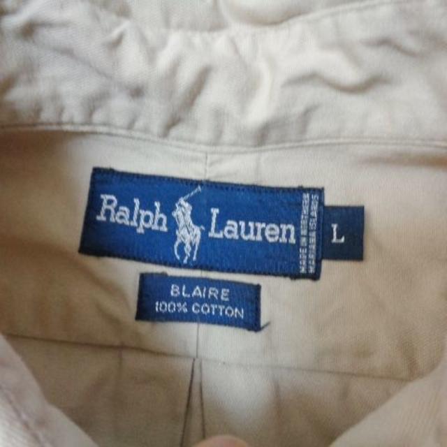 Ralph Lauren(ラルフローレン)の【ラルフローレン】半袖ボタンダウンシャツ海外Lベージュポロ メンズのトップス(シャツ)の商品写真