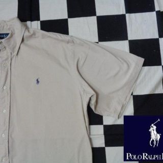 ラルフローレン(Ralph Lauren)の【ラルフローレン】半袖ボタンダウンシャツ海外Lベージュポロ(シャツ)