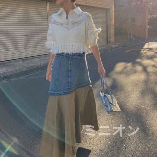 アメリヴィンテージ(Ameri VINTAGE)のAmeriVINTAGE FLOWING LINE DENIM SKIRT(ロングスカート)