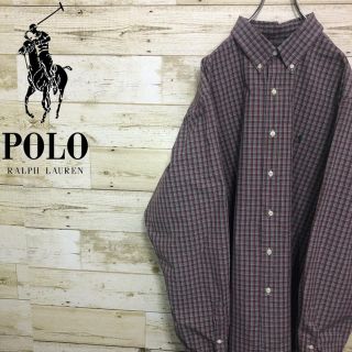 ラルフローレン(Ralph Lauren)の【希少】ラルフローレン☆刺繍ロゴ チェック BDシャツ パープル系(シャツ)