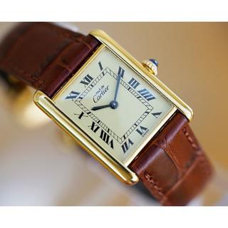 カルティエ(Cartier)の美品 カルティエ マスト タンク アイボリー 手巻き LM Cartier(腕時計(アナログ))