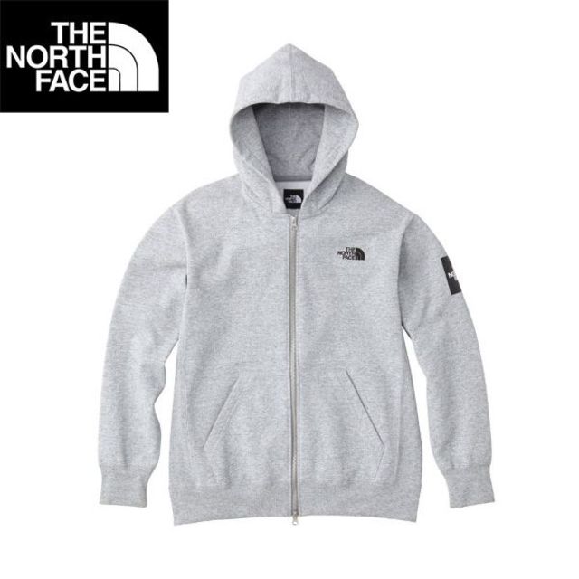 THE NORTH FACE(ザノースフェイス)のセール★Mサイズ★ノースフェイス スクエア ロゴ フルジップ フーディー グレー メンズのトップス(パーカー)の商品写真