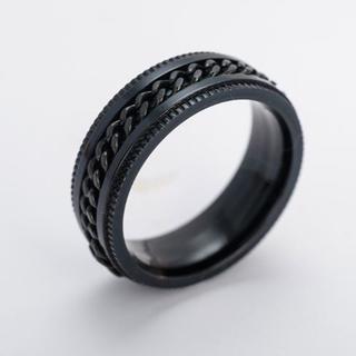 ブラック　チェーン　シンプル　ユニセックス 格安 指輪　リング(リング(指輪))