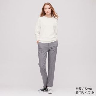 ユニクロ(UNIQLO)の今季・ユニクロ・コットンカシミヤクルーネックセーター・白・S(ニット/セーター)