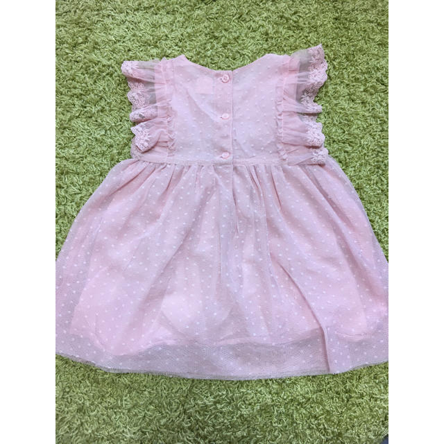 babyGAP(ベビーギャップ)の美品babyGAPレースワンピース ピンク90双子用 キッズ/ベビー/マタニティのキッズ服女の子用(90cm~)(ワンピース)の商品写真