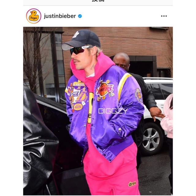 justin bieber着用　lakers ジャケット　90s