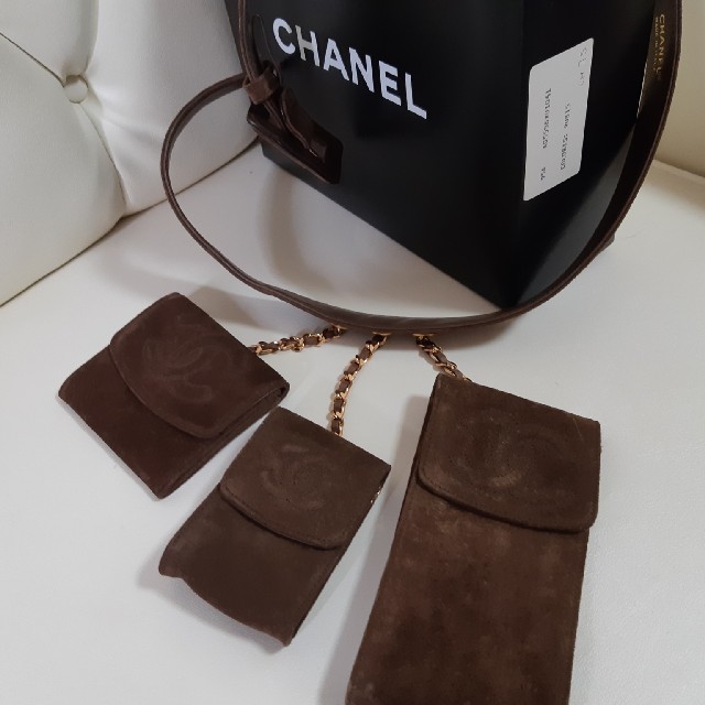 K様ご専用CHANELポーチ3個付きベルト茶 おまけ付 www