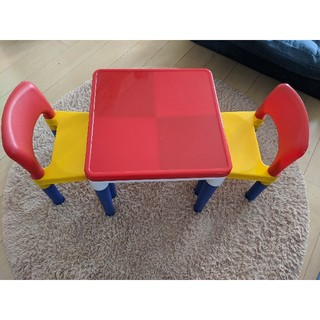 テーブル&チェアーセット(ブロック付き)(知育玩具)