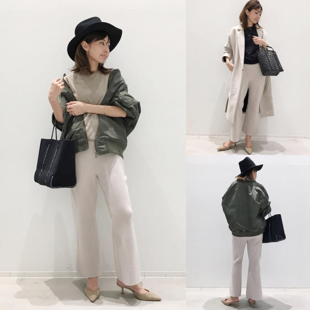 L'Appartement DEUXIEME CLASSE(アパルトモンドゥーズィエムクラス)のL'Appartement Cropped Knit パンツ 34《ベージュ》 レディースのパンツ(カジュアルパンツ)の商品写真