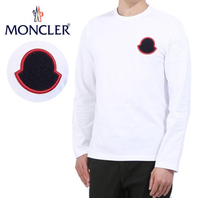 3 MONCLER ホワイト ロゴ クルーネック 長袖 Tシャツ ロンT XL