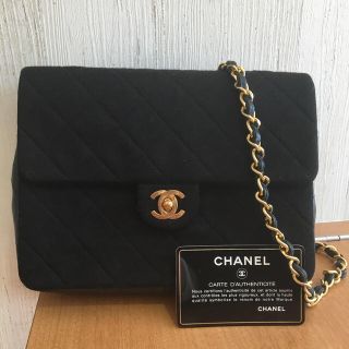 シャネル(CHANEL)のシャネル  マトラッセ　チェックショルダー　コットン×レザー  黒系(ショルダーバッグ)