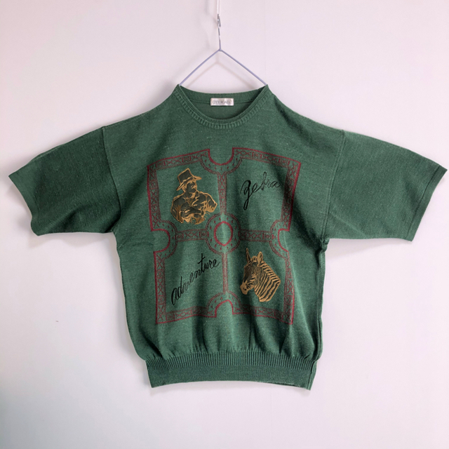 【希少】シティーロード サマーニット 古着 90s used 刺繍 グリーン メンズのトップス(ニット/セーター)の商品写真