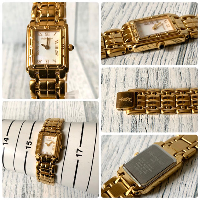 Saint Laurent(サンローラン)の【美品】Yves Saint Laurent 腕時計 スクエア シェル ゴールド レディースのファッション小物(腕時計)の商品写真