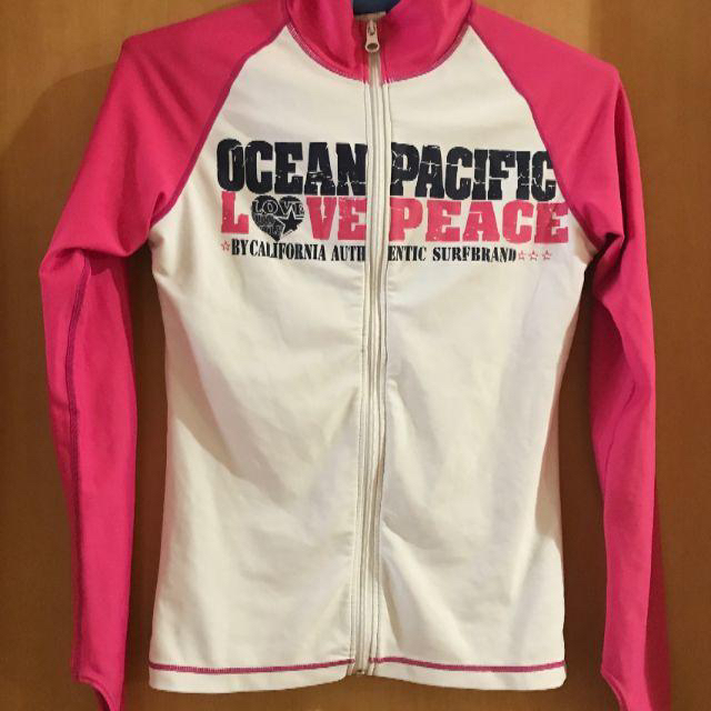 OCEAN PACIFIC ラッシュガード 白×ピンク Lサイズ レディースの水着/浴衣(水着)の商品写真