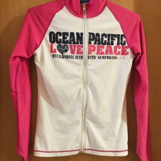 OCEAN PACIFIC ラッシュガード 白×ピンク Lサイズ(水着)