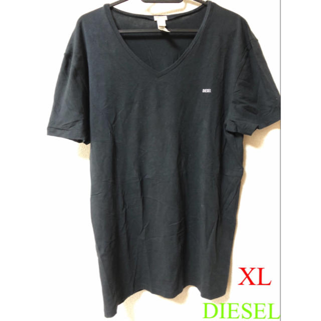 DIESEL(ディーゼル)のDIESEL Vネック ワンポイント Tシャツ ブラック 大きいサイズ メンズ  メンズのトップス(Tシャツ/カットソー(半袖/袖なし))の商品写真