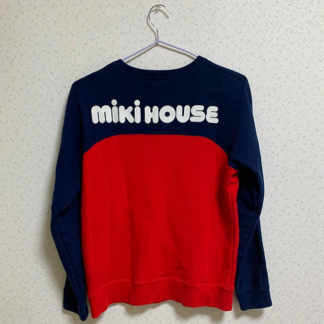 mikihouse(ミキハウス)のバックロゴトレーナー（大人用）赤×紺 メンズのトップス(スウェット)の商品写真