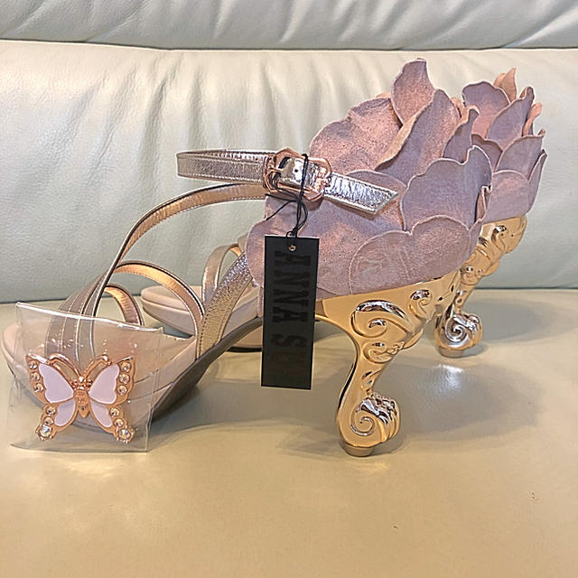 新品 タグ付 ANNA SUI アナスイ ローズ サンダル 24センチ 猫足 入園