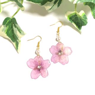 サクラの押し花ピアス(ピアス)