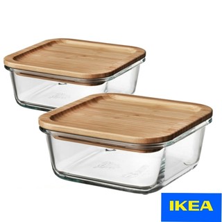 イケア(IKEA)のIKEA 365+シリーズ 竹ふた付き 正方形 耐熱皿 600ml ×2点(容器)