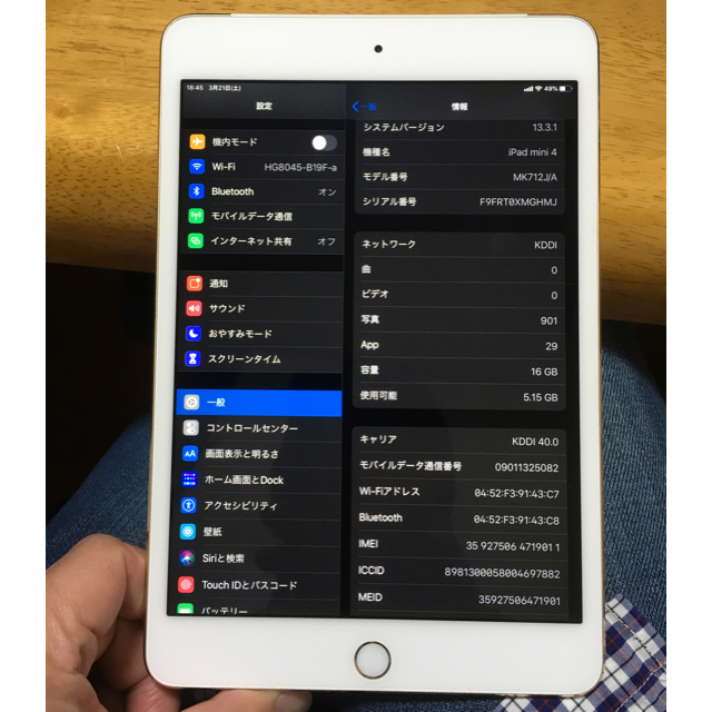 SIMフリー iPad mini4 16GB Wi-Fi+Cellular