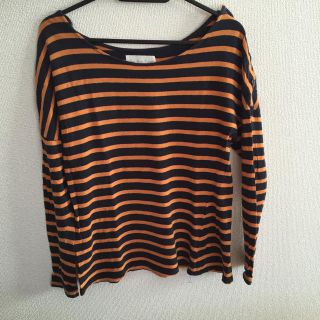 ザラ(ZARA)のZARA ロンT オレンジボーダー(カットソー(長袖/七分))