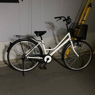 26インチ　ママ　LEDリモコンライト　ホワイト/ブラック　美品(自転車本体)