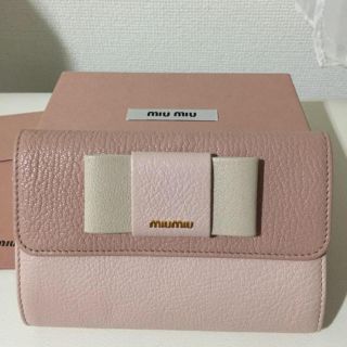 ミュウミュウ(miumiu)のミュウミュウ マドラス バイカラー リボン 財布 ピンク miumiu(財布)