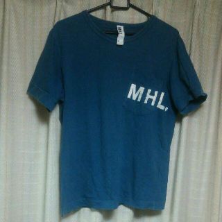 マーガレットハウエル(MARGARET HOWELL)のMHL. ロゴ 半袖Tシャツ Ｍサイズ 青緑 日本製 古着 マーガレットハウエル(Tシャツ/カットソー(半袖/袖なし))