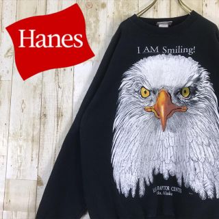 ヘインズ(Hanes)のHanes ヘインズ アニマルプリント スウェット トレーナー イーグル 裏起毛(スウェット)