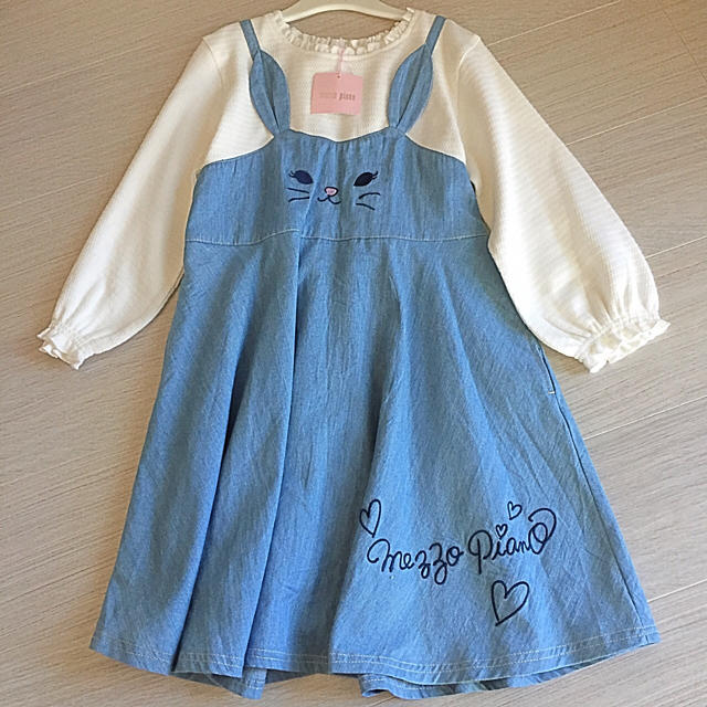 mezzo piano(メゾピアノ)の新品 メゾピアノ うさぎワンピース140 キッズ/ベビー/マタニティのキッズ服女の子用(90cm~)(ワンピース)の商品写真