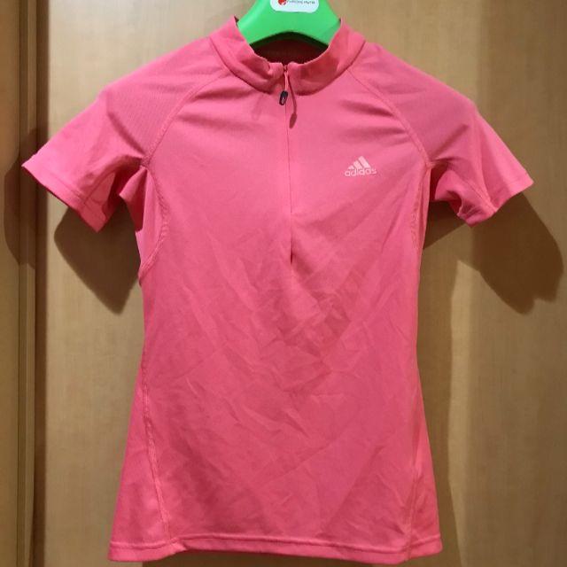 adidas(アディダス)のadidas　ハーフジップTシャツ　オレンジ レディースのトップス(Tシャツ(半袖/袖なし))の商品写真