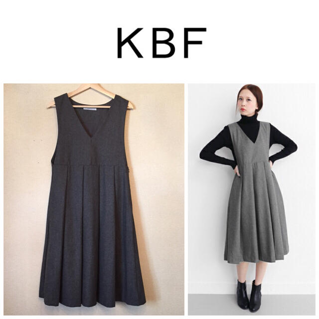 KBF BIG プリーツ ジャンパースカート ワンピース ブラック