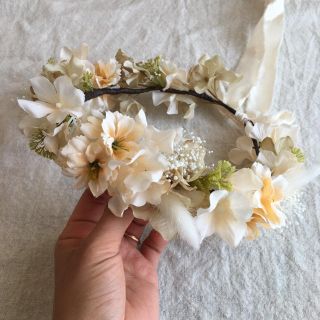  flower crown《ivory03》dry flower mix(ファッション雑貨)