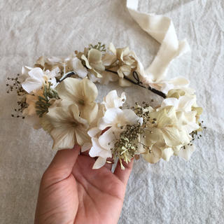  flower crown《beige》dry flower mix(ファッション雑貨)