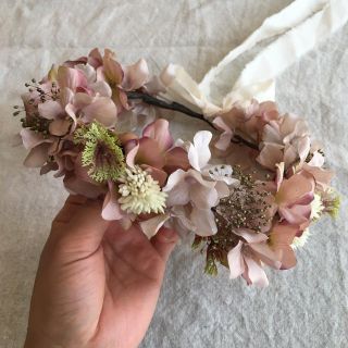  flower crown《mauve pink》dry flower mix(ファッション雑貨)