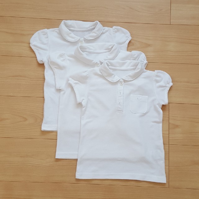 ベルメゾン(ベルメゾン)の白ポロシャツ　半袖　3枚セット キッズ/ベビー/マタニティのキッズ服女の子用(90cm~)(Tシャツ/カットソー)の商品写真