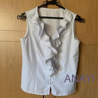 アナイ(ANAYI)の美品❗️アナイ　ノースリーブフリルブラウス(シャツ/ブラウス(半袖/袖なし))