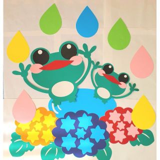 カエル☆6月☆梅雨☆壁面飾り☆クラフト☆保育園☆幼稚園(型紙/パターン)